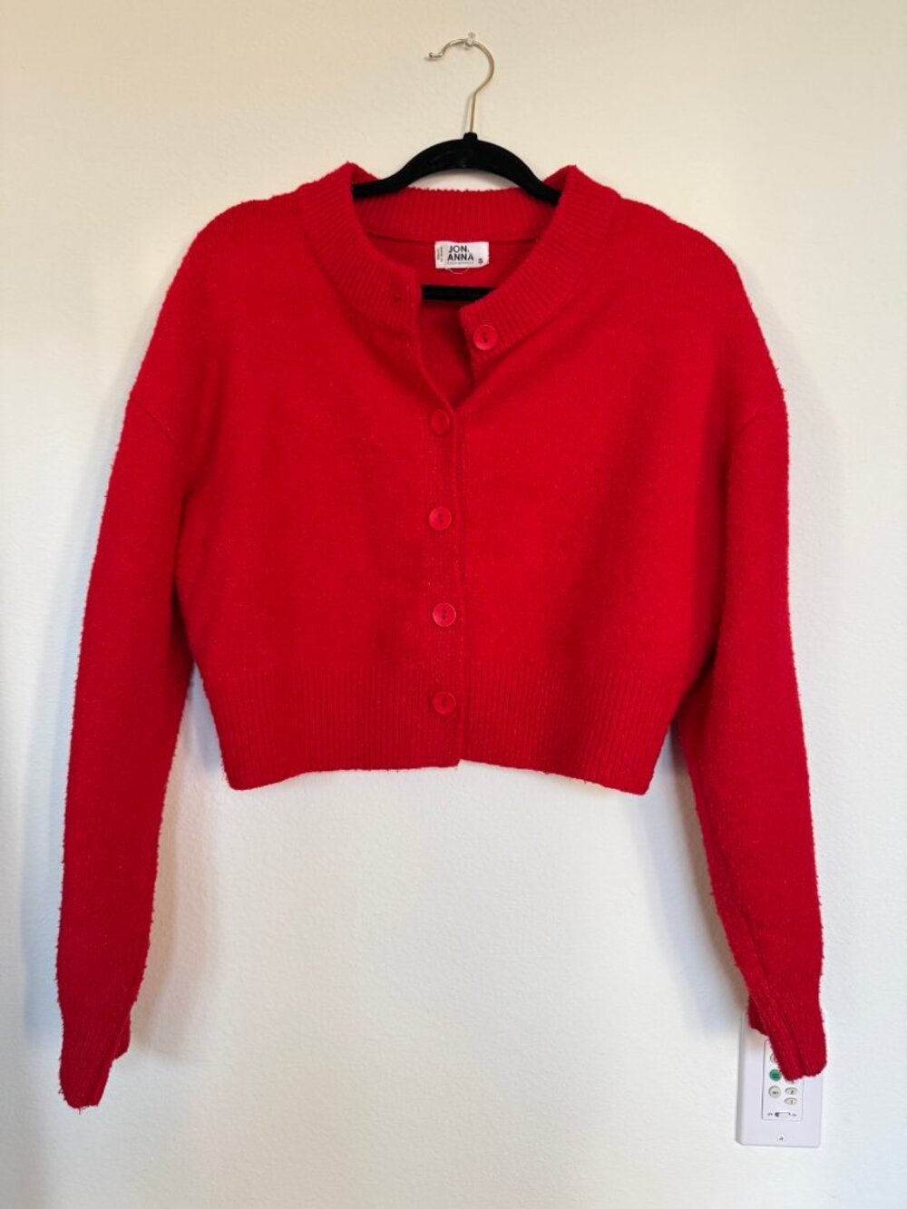 Jon & Anna Contemporary Red Cropped Button Cardigan — Size S